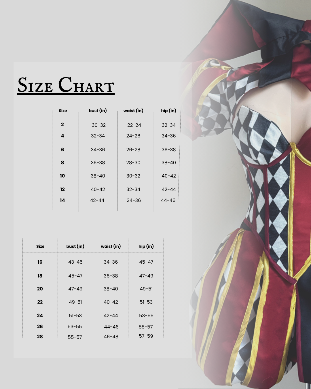 The Jester Corset PDF Sewing Pattern | US Sizes 2-28 Video Tutorial included!
