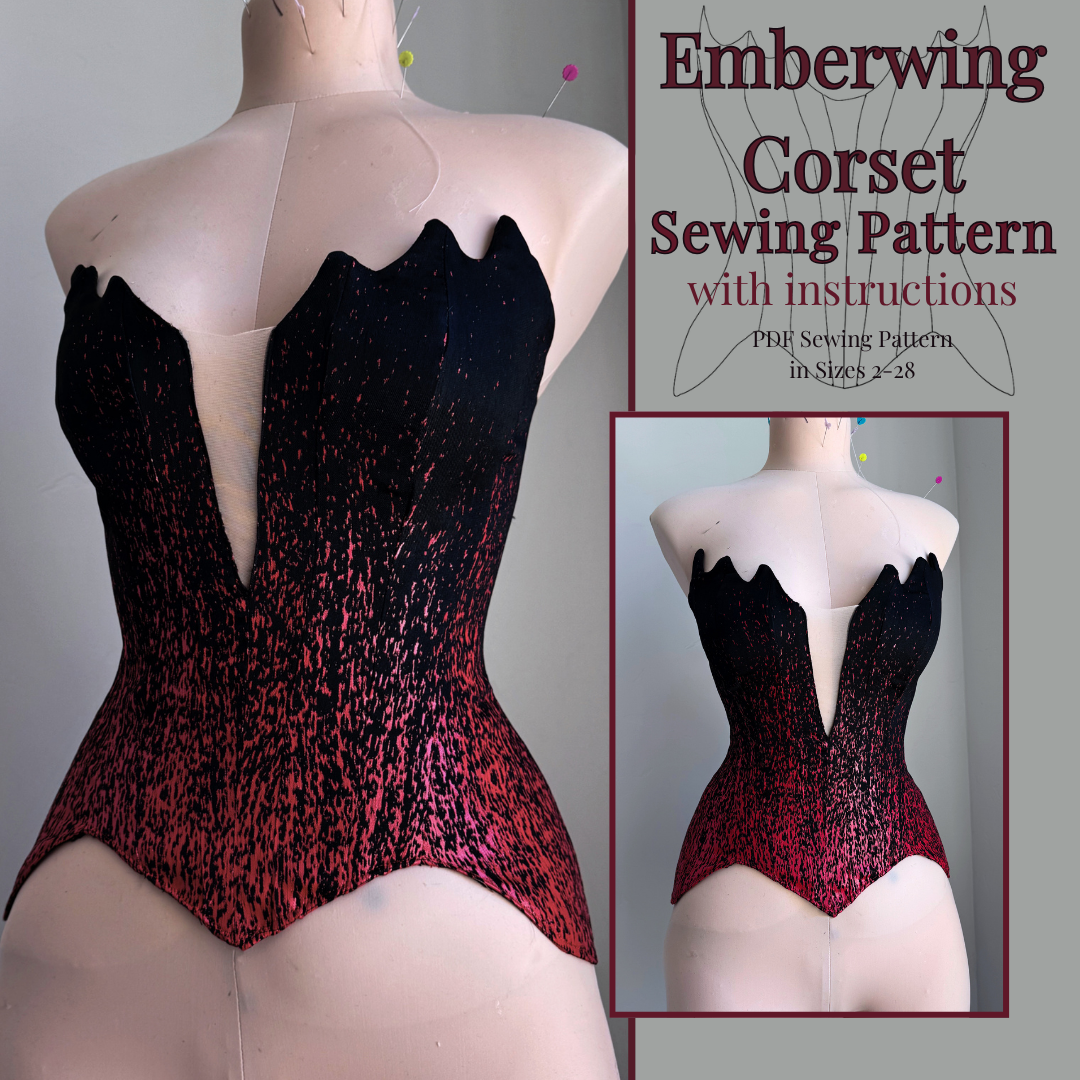 Emberwing Corset PDF Sewing Pattern Sizes 2-28 Letter, A4 & A0