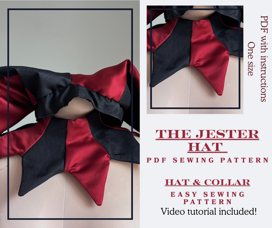 Jester Hat and Collar PDF Sewing Pattern | One Size Video Tutorial Included!