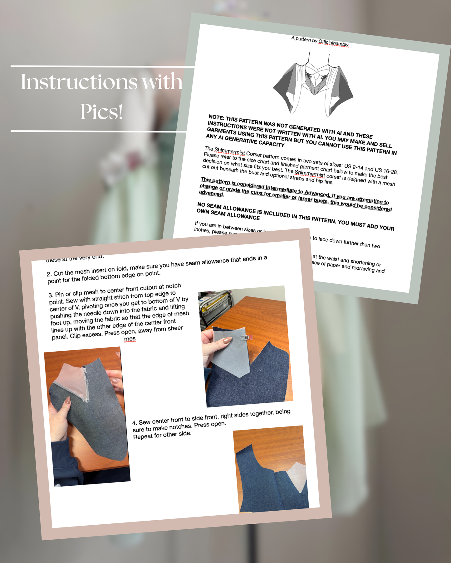 Shimmermist Corset Sewing Pattern PDF Sizes 2-28