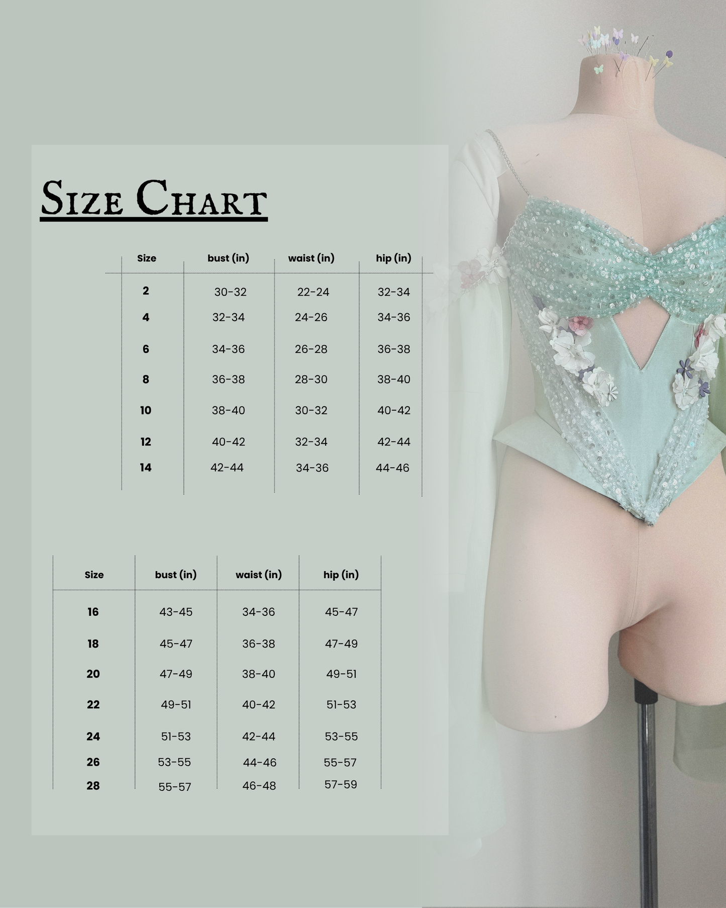 Shimmermist Corset Sewing Pattern PDF Sizes 2-28