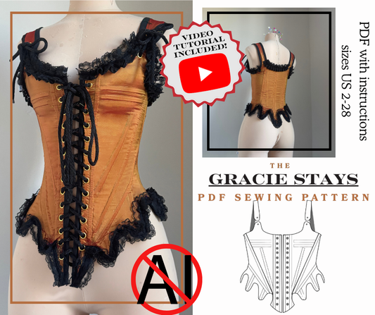 Gracie Stays Corset PDF Sewing Pattern Sizes 2-28 With Video Tutorial!