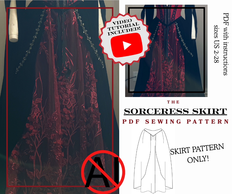 Sorceress SKIRT ONLY PDF Sewing Pattern With Video Tutorial Sizes 2-28